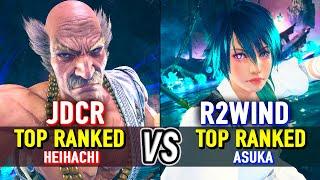 T8  JDCR (Top Ranked Heihachi) vs R2WIND (Top Ranked Asuka)  Tekken 8 High Level Gameplay