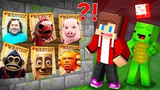 Why HORROR MONSTERS FAMILY is WANTED by JJ and Mikey At Night in Minecraft! - Maizen