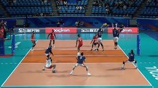 Miguel Ángel López bombing for Team Cuba Volleyball