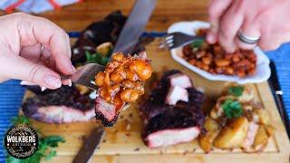 How to Smoke Beef chuck & Cowboy beans | Outdoor cooking recipes | BBQ baked beans recipe | Camping