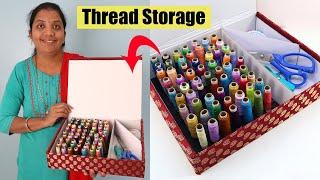 Thread storage Box Making from Waste Box that have never seen ever | DIY Thread Box