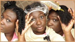 EASY pre poo routine for DRY low porosity natural hair start to finish using olive oil | Type 4a 4b