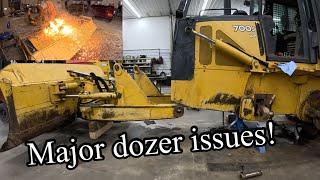 Logging dozer comes in with some major never before seen undercarriage damage and a worn out blade!