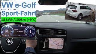 VW e-Golf 300: Sport-Fahrt | Vollstrom auf der Autobahn, 155 km/h | Strominator