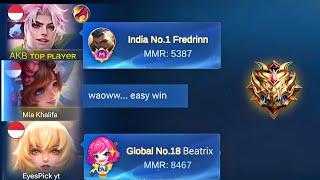 I MET TOP GLOBAL BEATRIX IN RANK GAME | UNSTOPPABLE TEAMFIGHT! | MLBB Pro Players!!