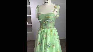 Veaul : Flower Fairy Sage Green Embroidered Floral Prom Dresses 2023