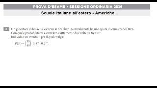 Un probabile tiro a canestro - quesito di Maturità di probabilità