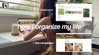 How I organize my life, aesthetic Notion tour + free templates  for students ️