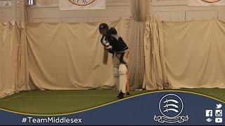 Action from Middlesex CCC's first net of 2016 at Lord's (05Jan2016)