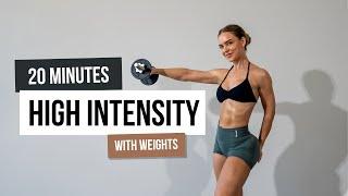 20 MIN CALORIE HIIT Workout - Full Body Cardio with Weights, No Repeat