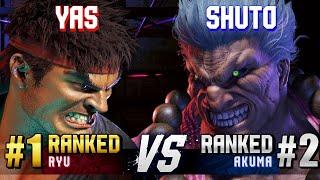 SF6 ▰ YAS (#1 Ranked Ryu) vs SHUTO (#2 Ranked Akuma) ▰ High Level Gameplay