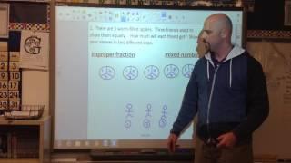 Sharing with improper fractions and mixed numbers