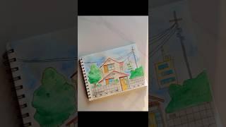 watercolour painting ft.Nobita's house #easy#easyacrylicpainting#diy#trendingshorts#shorts#painting