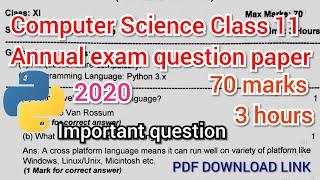 Computer Science Class 11 Annual exam Question Paper with solution | Sample paper class 11 2020 | CS