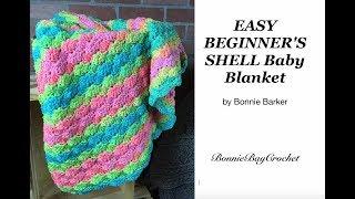 Easy Beginner's Shell Baby Blanket, by Bonnie Barker