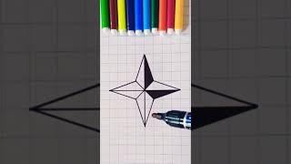 How to draw 3D ninja star #shorts