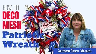 DIY Deco Mesh Patriotic Wreath with Coach Laurie Anne | 4th of July Mesh Wreath Tutorial