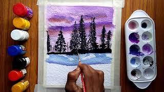 Easy Painting For Beginners | Landscape Tutorial | Poster Colour Painting | Delight Paintings