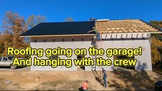 Roof metal getting installed on the garage!