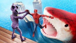 GTA 5 SPIDERMAN vs CatNap vs Spider-Shark | Water Ragdolls (Flooded LS)