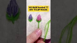 DIY with No Skill Needed! How to Make 3D Tulip Stitch with Just a Pen!  #shorts #sewing #embroidery
