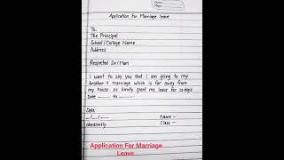 Application For Marriage Leave/Shadi Me Jane Ke Liye Prathna Patra..