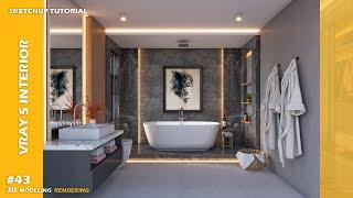 Bathroom Design | Sketchup tutorial | Vray 5 Sketchup interior #43