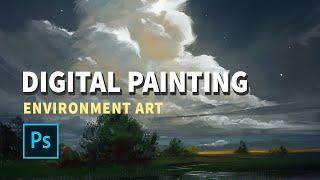 Digital Landscape Painting - Clouds - Time Lapse