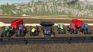 We Test the Big Header in a black Tractor | Colorful Tractors on the Farm LS19 Traktory