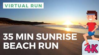 Virtual Running Videos | 35 Minute Beach Sunrise Virtual Run 4K | Virtual Exercise Videos