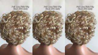 lovebeautywig |  8inch Ash Blonde Full Lace Pixie Wig Human Hair 130% Density