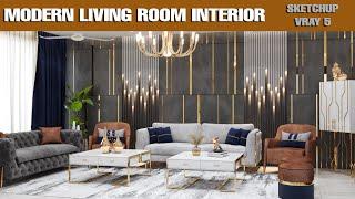 MODERN LIVING ROOM INTERIOR | SKETCHUP | VRAY 5 | Star Studio 3D | Naveed Aslam