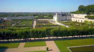 Vue aérienne des jardins du château de Villandry