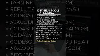 12 Free AI tools for coding #freeaitools #coding