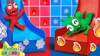  Pea Pea plays the red and blue slide – Who will slide faster? Cartoons for Kids 