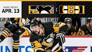 GAME RECAP: Penguins vs. Bruins (04.13.24) | Karlsson Plays 1,000th NHL Game