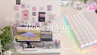 aesthetic desk set-up   | new ergonomic set up ft. BenQ 27” monitor GW2785TC, GamaKay K61 unboxing