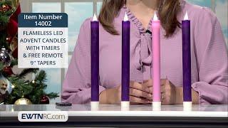 14002_FLAMELESS LED ADVENT CANDLES WITH TIMERS & FREE REMOTE 9 TAPERS