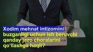 Xodim mehnat intizomini buzganligi uchun ish beruvchi qanday jazo choralarini qo‘llashga haqli?