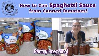 How to Make & Can Spaghetti Sauce from Canned Tomatoes | Pantry Prepping!
