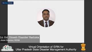 1-day virtual orientation cum training programme of IDRN for Uttar Pradesh State.| NIDM | COVID-19 |