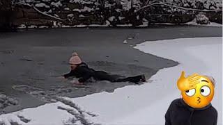 I WALKED ACROSS A FROZEN LAKE AND FELL INSIDE!!! FUNNY**