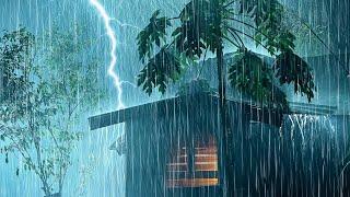 Eliminate Insomnia to Fall Asleep Fast | Strong Rainfall on Tin Tent Roof & Intense Thunder at Night