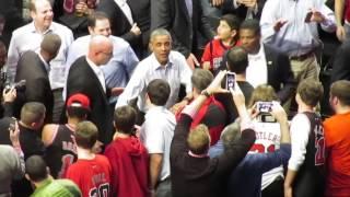 President Barack Obama exiting the Bulls vs. Cavs game 10/27/15 United Center Chicago