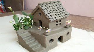 Amazing technique build DIY miniature Clay House | how to make Clay House