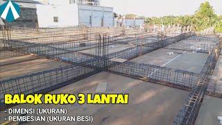 Ukuran balok beton ruko 3 lantai dan ukuran besi balok ruko 3 lantai || reinforced concrete beam