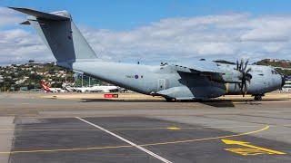 Very Rare Royal Air Force Airbus A400M Atlas Landing at Wellington Airport on a Sunny Afternoon