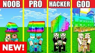 RAINBOW HOUSE BUILD CHALLENGE - Minecraft Battle: NOOB vs PRO vs HACKER vs GOD / Animation MAISON