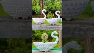 swan shaped cement pot #diy #cementplanter #cementpot #shorts #shortsvideo