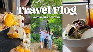 경남 고성 Travel Vlog l 여행 코스 이렇게만 따라와! ( 포항물회식당, 그레이스정원, 상족암,  당항포관광지, 바닷가에햇살한스푼, 자란들 볼거리/먹거리 공룡 발자국 )